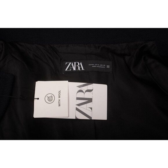 Zara Womans Jacket Coat Double Breasted Wool Size XL Navy Blue 8557/298 NWT - Picture 6 of 6